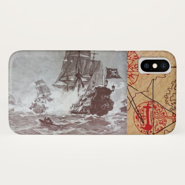COQUES Case-Mate iPhone BATAILLE DE BATEAU PIRATE / CARTES DE TRÉSOR PIRAT (Dos (Horizontal))