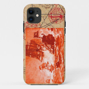 COQUE iPhone 11  BATAILLE DE BATEAU PIRATE / CARTES DE TRÉSOR PIRAT