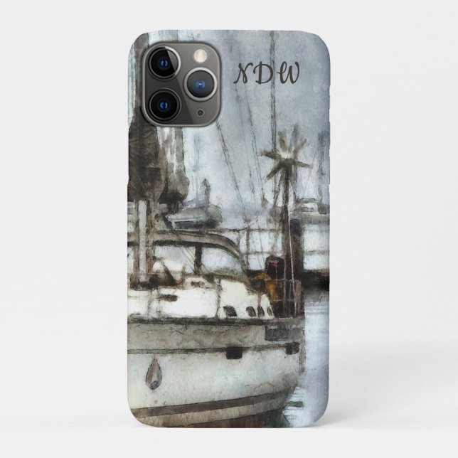 Coques Case-Mate iPhone Bateau à voile avec Monogramme (Dos)