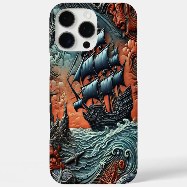 Coques Case-Mate iPhone Bateau complexe naviguant à travers une scène d'oc (Verso)