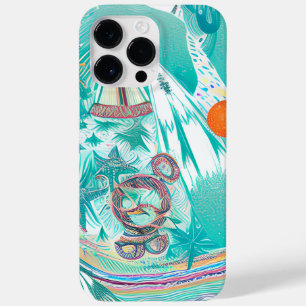 Coque Pour Pour iPhone 14 Pro Max Bateaux à voile et créatures marines Art de plage 
