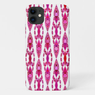 Coque iPhone 11 Batik Tribal - Bourgogne et Rose Fuchsia
