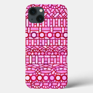 iPhone 13 Coque Batik tribal - nuances de rose et de bordeaux