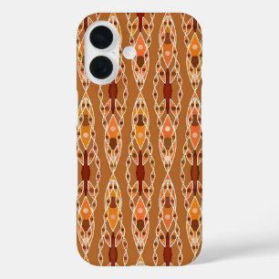 Coques iPhone 16 Batik Tribal - Rouille, Terracotta et Beige