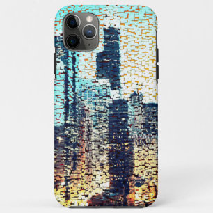 Case-Mate iPhone Case Bâtiments de la ville bleue en mosaïque avec relie