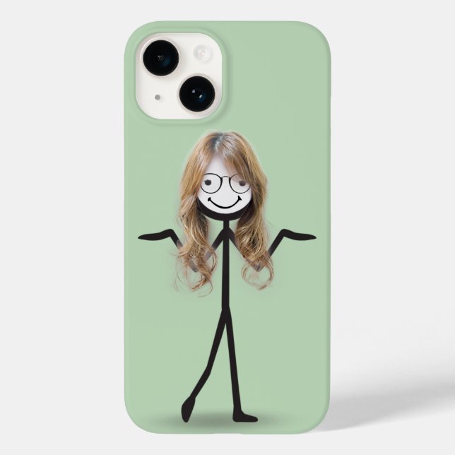 Coques Case-Mate iPhone Bâton Figure Girl avec cheveux et lunettes (Verso)