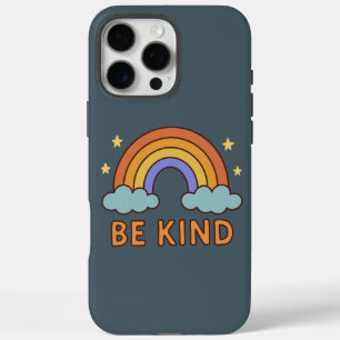 Coques iPhone 16 Pro Max "Be Kind Rainbow - Colorful Positive Quote Design"
