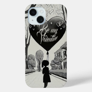 Coque Pour iPhone 15 Be My Valentine in Manga Style Monochrome 1617