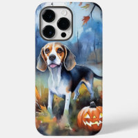 Beagle d'Halloween avec citrouilles effrayant