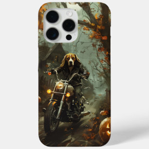 Coque iPhone 15 Pro Max Beagle équitation moto Halloween effroi