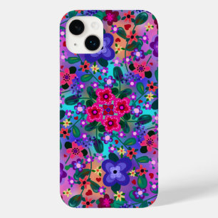 Coque Pour iPhone 14 Plus Beau Art Floral rose vif violet