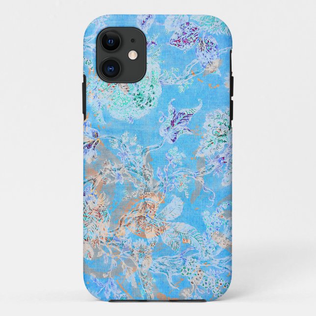 Coques Case-Mate iPhone Beau bleu pastel floral (Dos)