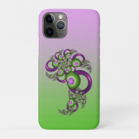 Beau Coeurs verts roses Moderne Abstrait Fractal