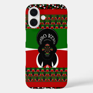 Coques iPhone 16 Beau drapeau des Coeurs Kenyans