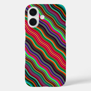 Coques iPhone 16 Beau Motif coloré Wavy Stripe