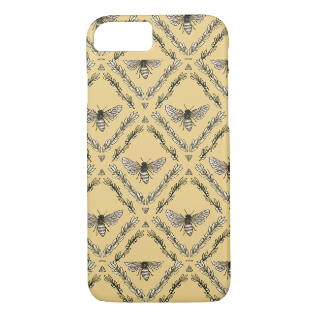 Coques Case-Mate iPhone Beau motif tiré par la main chic d'abeille (Dos)