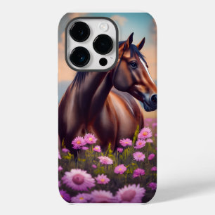 Coque Pour iPhone 14 Pro Beau Quarter Horse avec fleurs