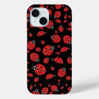 Beaucoup de Red Ladybugs Lucky Motif Black