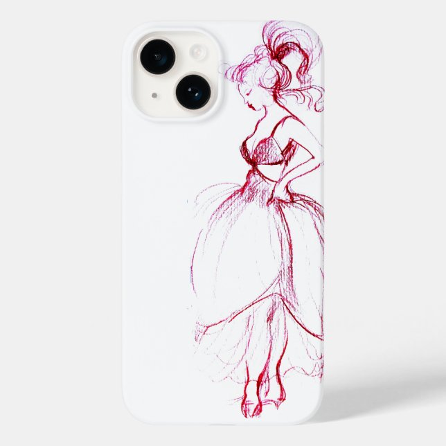 Coques Case-Mate iPhone BEAUTÉ EN ROSE ROBE Rouge Blanc Dessin (Verso)