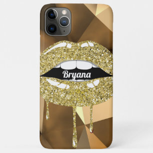 Case-Mate iPhone Case Beauté Luxueuse Dorée Paillettes Coulantes Lèvres