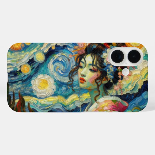 Coques Case-Mate iPhone Beauté orientale Maiko Geisha Van Gogh mashup (Verso (horizontal))