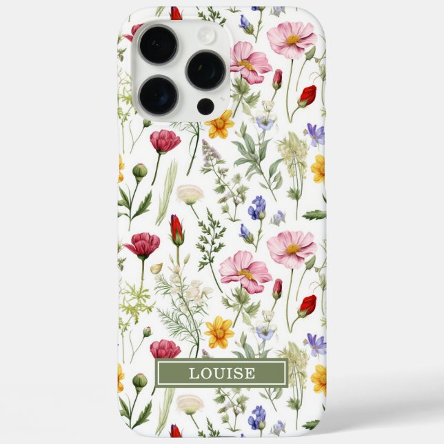 Coques Case-Mate iPhone Beautiful Botanical Wildflowers Name (Verso)