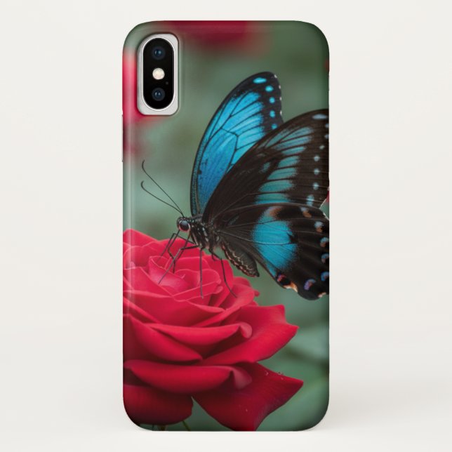 Coques Case-Mate iPhone Beautiful Butterfly Red Rose - (Dos)