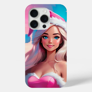 Coque iPhone 15 Pro Beautiful Pink Christmas Girl 01
