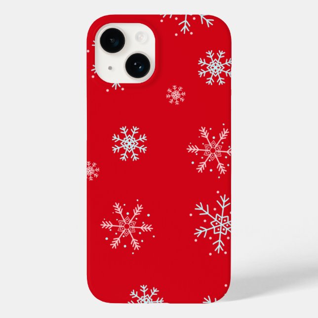 Coques Case-Mate iPhone Beautiful Red illustrative snowflake Red Backgroun (Verso)