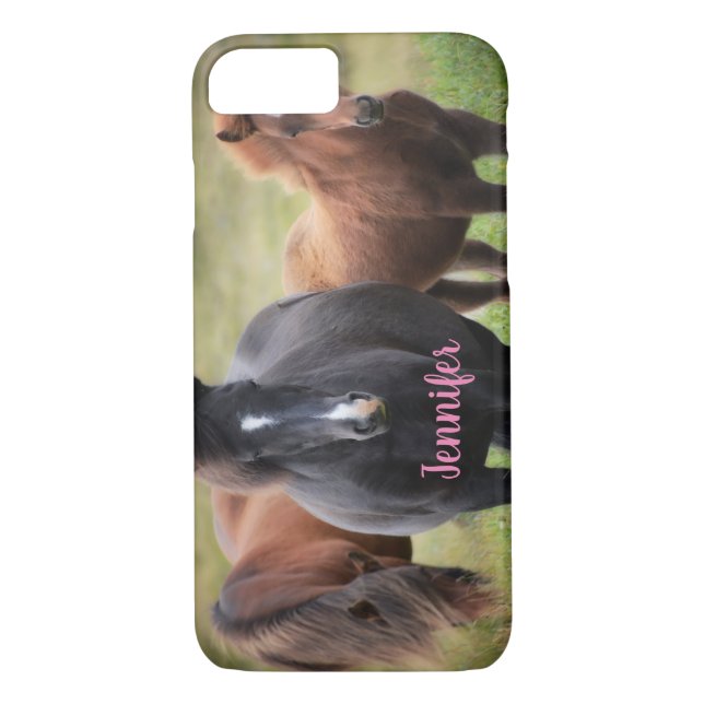 Coques Case-Mate iPhone Beaux chevaux avec nom (Dos)