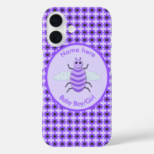 Coques iPhone 16 Bébé abeille violet mignon révélation du sexe neut