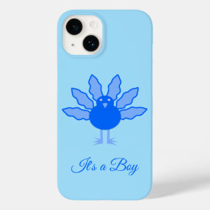 Coque Pour iPhone 14 Bébé bleu mignon Garçon Thanksgiving Turquie Perso