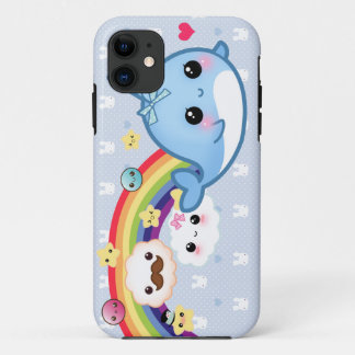 Case-Mate iPhone Case Bébé mignon narwhal avec l'arc-en-ciel, les nuages