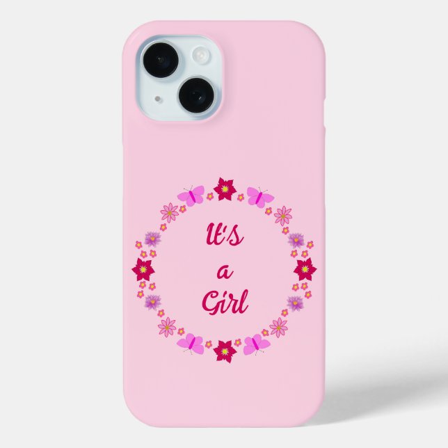 Coques Case-Mate iPhone Bébé rose Papillons et fleurs personnalisés (Verso)