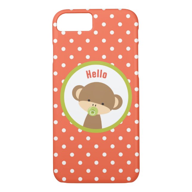 Coques Case-Mate iPhone Bébé singe avec une Pacifier sur Pois Bonjour (Dos)