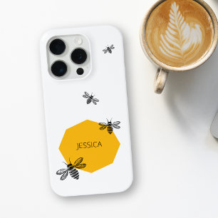 Coque iPhone 15 Pro Bee Yellow Personne Nom moderne Honeypeb été