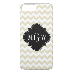 Case-Mate iPhone Case Beige Blanc Chevron Noir Quatrefoil 3 Monogramme