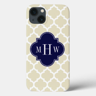 Coques Pour iPhone Beige, Blanc Marocain #5 Marine 3 Monogramme initi