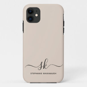 Case-Mate iPhone Case Beige Moderne Nom minimal Monogramme initial
