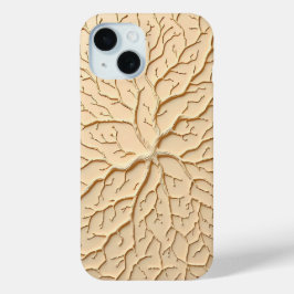 Coque Pour iPhone 15 Beige Organic Embossed Branch iPhone Case