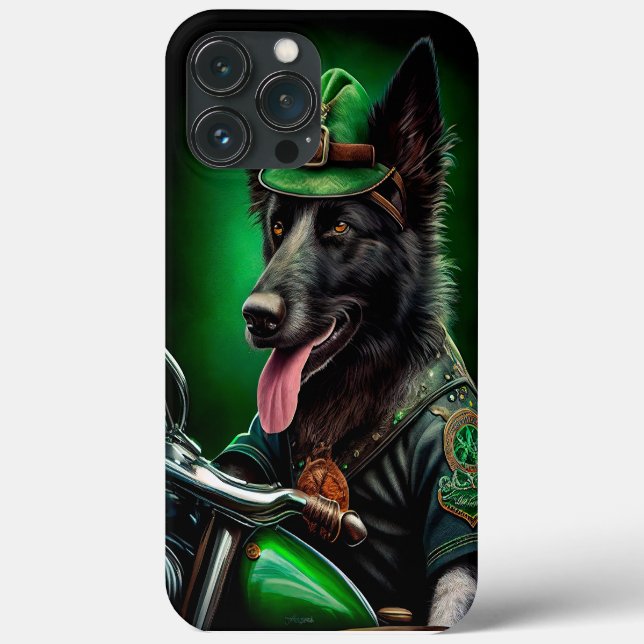 Coques Case-Mate iPhone Belgian Shepherd conduite vélo St. Patrick's Day (Verso)