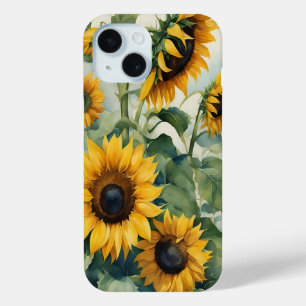 Coque Pour iPhone 15 Belle aquarelle tournesols