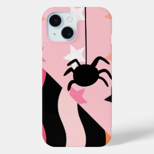 Coque Pour iPhone 15 Belle Araignée d'Halloween & Étoiles