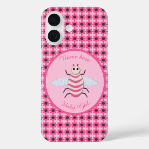 Coques iPhone 16 Belle Bébé Fille Abeille Rose Personnalisée