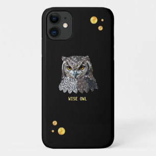 Case-Mate iPhone Case Belle chouette et confetti doré sur noir