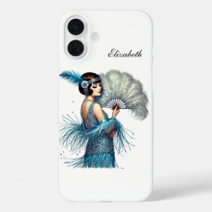 Coques iPhone 16 Plus Belle dame Art déco ajoutez votre nom 