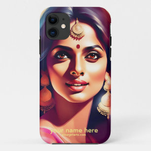 Case-Mate iPhone CASE BELLE FEMME INDIENNE DE L'EST FACE À L'ART NUMÉRIQ