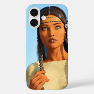 Coques iPhone 16 Belle femme native américaine tenue indigène