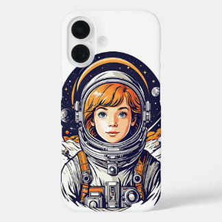 Coques iPhone 16 Belle fille astronaute dans l'espace