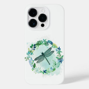 Coque Pour iPhone 14 Pro Belle libellule Avec Frontière Florale